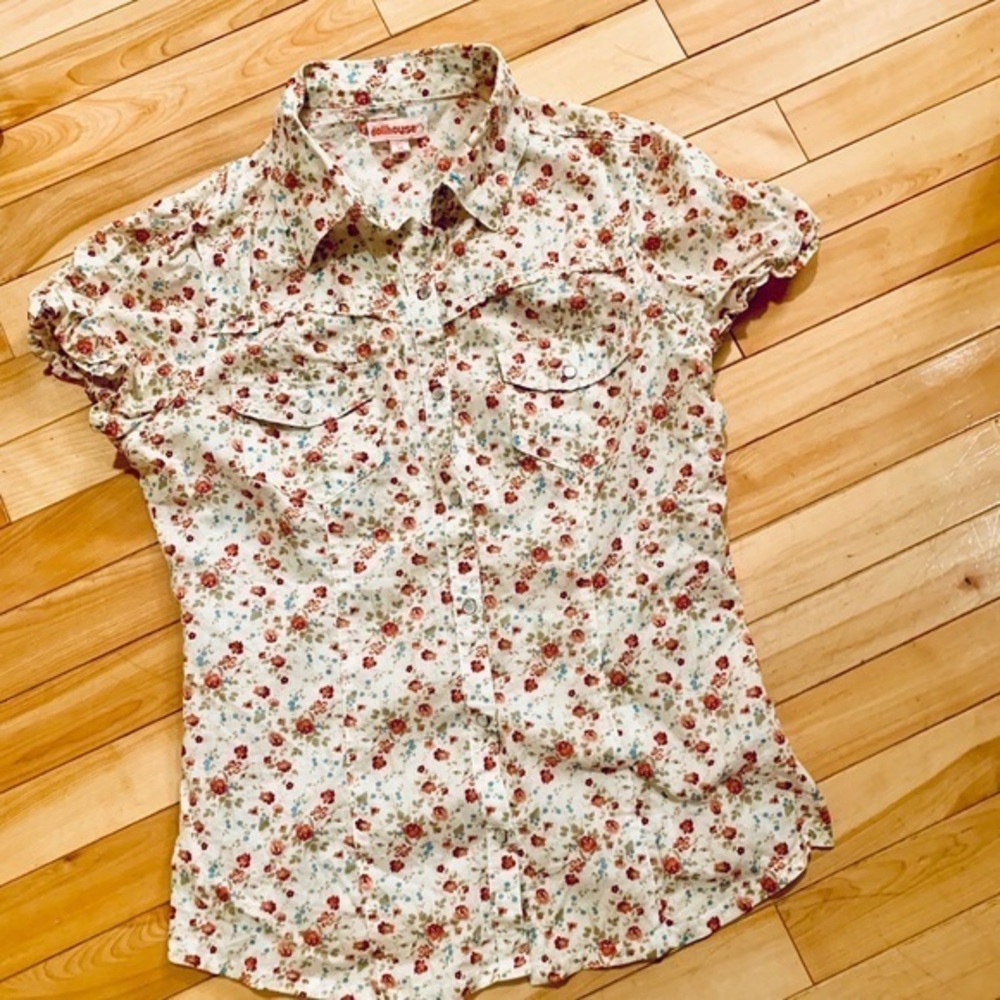 DOLLHOUSE Floral Button Down Blouse-M *G626*